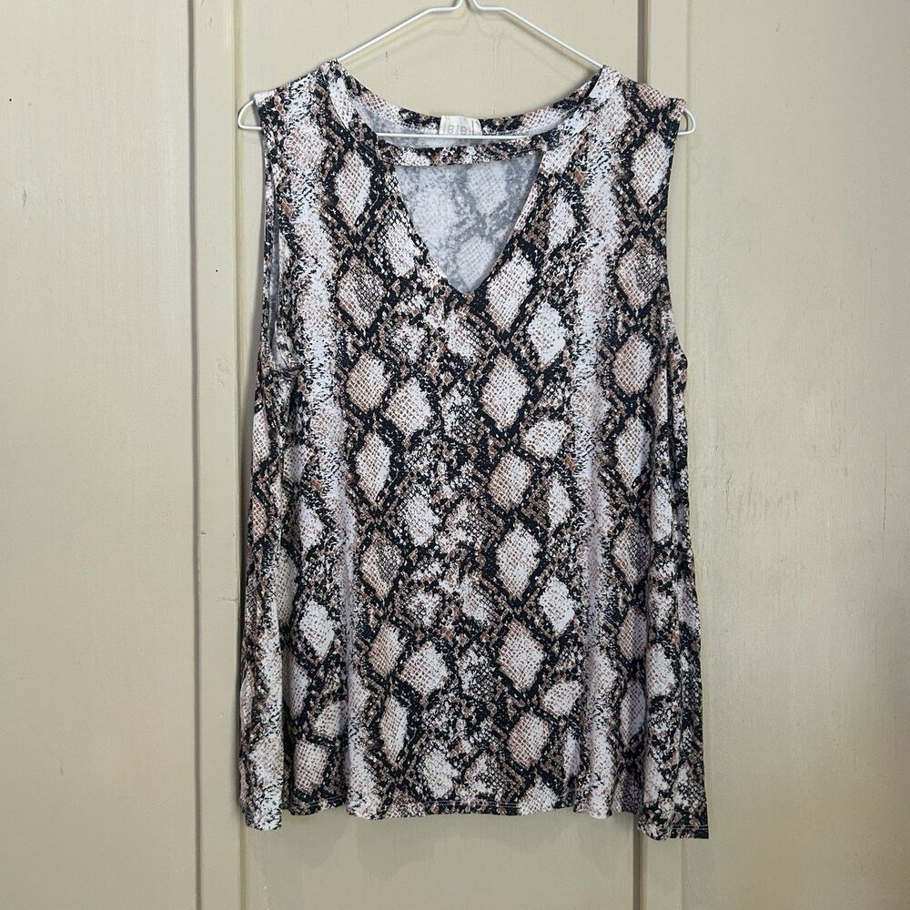 Bibi Womens Top Medium Snakeskin Sleeveless Stretch Comfort Concert Event USA